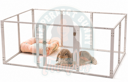 Clear Acrylic Rabbit Indoor / Outdoor Playpen Kennels - Choose Kennel Type